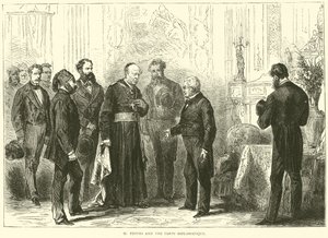 M Thiers og det diplomatiske korps, marts 1871 af English School