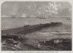 Madras Pier, på skruepæle, opfindelsen af hr. Alexander Mitchell, CE (gravering) af English School