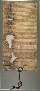Magna Carta, den endelige udgave, der blev udstedt i 1225 af Henrik III af English School