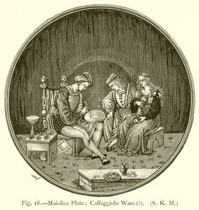 Majolika-Teller; Caffaggiolo-Ware von English School