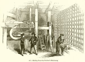 Fremstilling af reb af Huddarts Machinery af English School