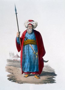 Mameluke Officer, 1818 (farvet akvatint) af English School