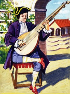 Mand, der spiller Archlute af English School