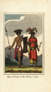 Mand og kvinde på Molucco-øerne (Maluku-øerne) af English School