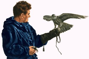 Mann mit Raubvogel von English School