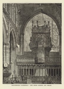 Manchester Cathedral, korskærmen og orgelet af English School