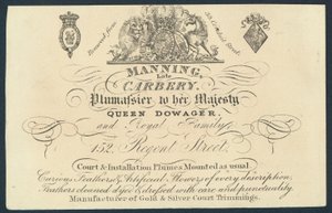 Manning, sen Carnery, plumassier, handelskort af English School