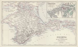 Kort: Krim, ifølge Huot og Demidoff, tegnet og graveret af J Bartholomew, Edinburgh; Sebastopol, ifølge en reduceret original russisk plan udgivet i Berlin (farvelitografi) af English School