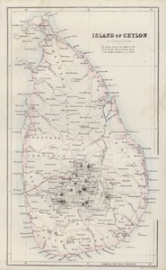 Kort: Øen Ceylon, af G H Swanston, Edinburgh (farvelitografi) af English School