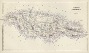 Kort: Island of Jamaica, af G H Swanston, Edinburgh (farvelitografi) af English School