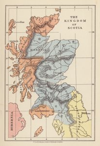 Kort: Kongeriget Scotia (farvelitografi) af English School