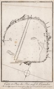 Kort og plan over havnen i Alexandria, Egypten af English School