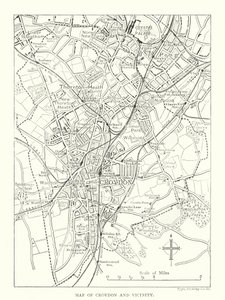 Kort over Croydon og omegn (gravering) af English School