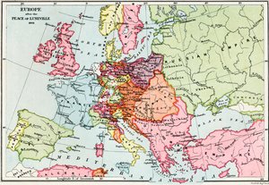 Kort over Europa efter freden i Luneville, 1801, fra 