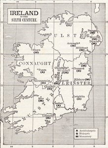 Kort over Irland i det sjette århundrede, fra bogen 
