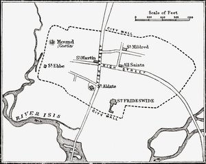 Kort over Oxford, England, 12. til 13. århundrede, fra 