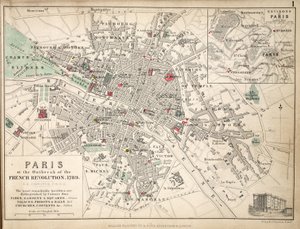 Kort over Paris ved udbruddet af den franske revolution, 1789 af English School