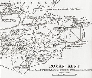 Kort over Roman Kent, England, fra 