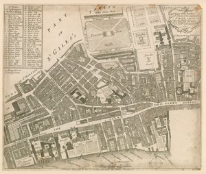 Kort over St Clements Danes og St Mary Savoy, London, med Rolls Liberty og Lincolns Inn
