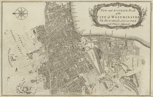 Kort over City of Westminster og hertugdømmet Lancaster, London