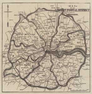 Kort over Londons postdistrikter (gravering) af English School