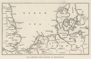 Kort, der viser Helgolands position (gravering) af English School