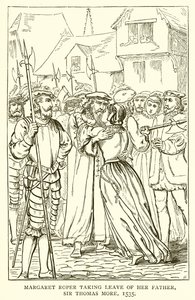 Margaret Roper tager afsked med sin far, Sir Thomas More, 1535 af English School