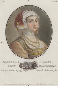 Margaret af Anjou, Dronning Gemal af Kong Henry VI af England (farvet gravering) af English School
