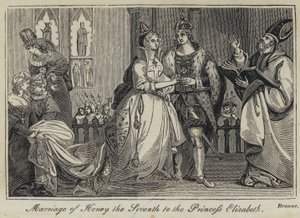 Henrik den Syvendes ægteskab med prinsesse Elizabeth (gravering) af English School