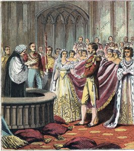 Ægteskab mellem dronning Victoria Iere (1819-1901) og prins Albert af Sachsen Cobourg Gotha (Sachsen-Coburg-Gotha) af English School