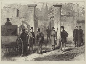 Marshal Bazaine en fange i Versailles (gravering) af English School