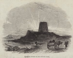 Martello Towers på Kentish Coast (gravering) af English School
