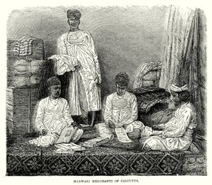 Marwari-købmænd i Calcutta (kobberstik) af English School