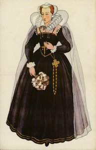 Mary Queen of Scots (farve litho) af English School