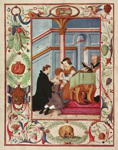 Mary Tudor rører ved en scrofulous dreng af English School