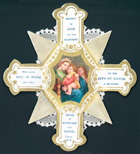 Maria og Jesusbarnet, julekort af English School