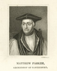 Matthew Parker, ærkebiskop af Canterbury (gravering) af English School