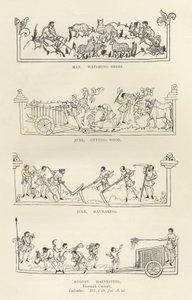 Maj, juni, juli og august, fra Julius-kalenderen og salmebogen, illustration fra History of the English People af English School