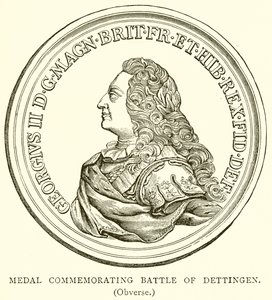 Medalje til minde om Slaget ved Dettingen. (Forside)