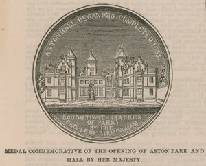 Medalje til minde om åbningen af Aston Park og Hall af Hendes Majestæt af English School