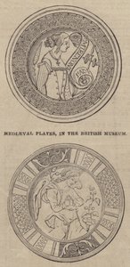 Middelalderplader, i British Museum (gravering) af English School
