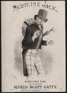 Medicine Jack - pillesælger (farvelitografi) af English School