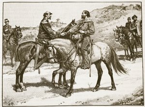 Møde mellem Garibaldi og Victor Emmanuel, illustration fra Cassells Illustrated History of England (sepia foto) af English School