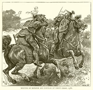 Møde mellem Hotspur og Douglas i Chevy Chase, 1388 af English School