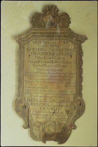Mindesmærke for Thomas Duke, 1750 (malet træ) af English School