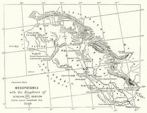 Mesopotamien med kongerigerne Nineve og Babylon (gravering) af English School