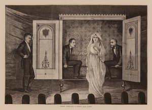 Maskelyne og Cookes mørke seance (kobberstik) af English School