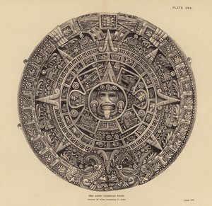 Mexico: Den aztekiske kalendersten (gravering) af English School