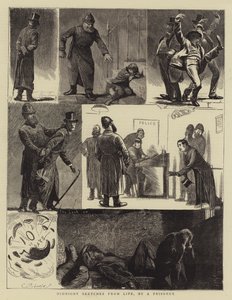 Midnatsskitser fra livet, af en fange (gravering) af English School