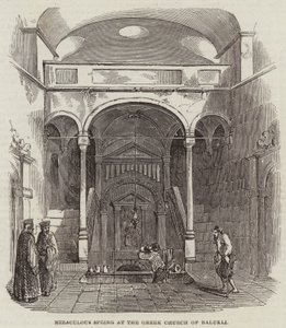 Mirakuløst forår ved den græske kirke i Balukli (gravering) af English School